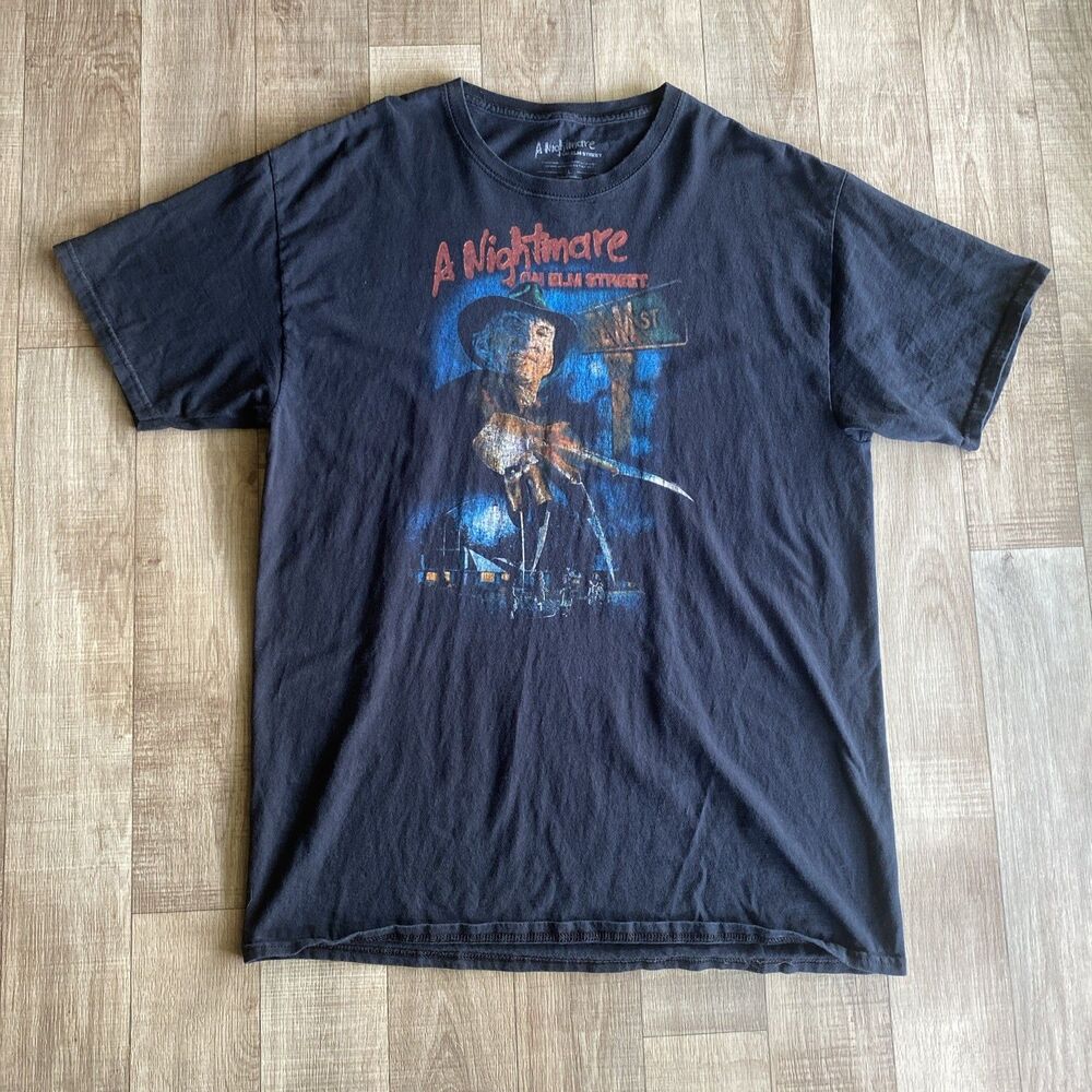 A Nightmare On Elm Street Movie Graphic T-shirt Men Large Black Freddy Krueger